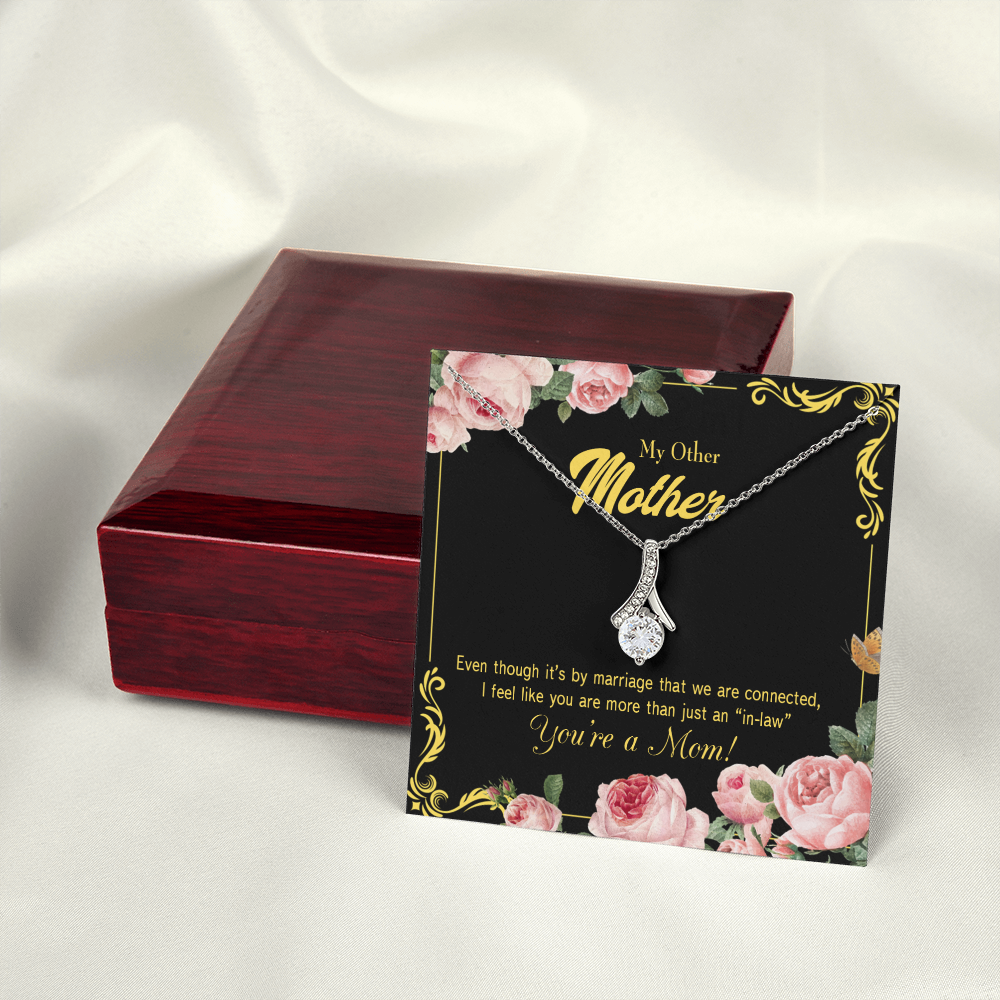 To My Mother-in-Law We Are Connected Alluring Ribbon Necklace Message Card-Express Your Love Gifts