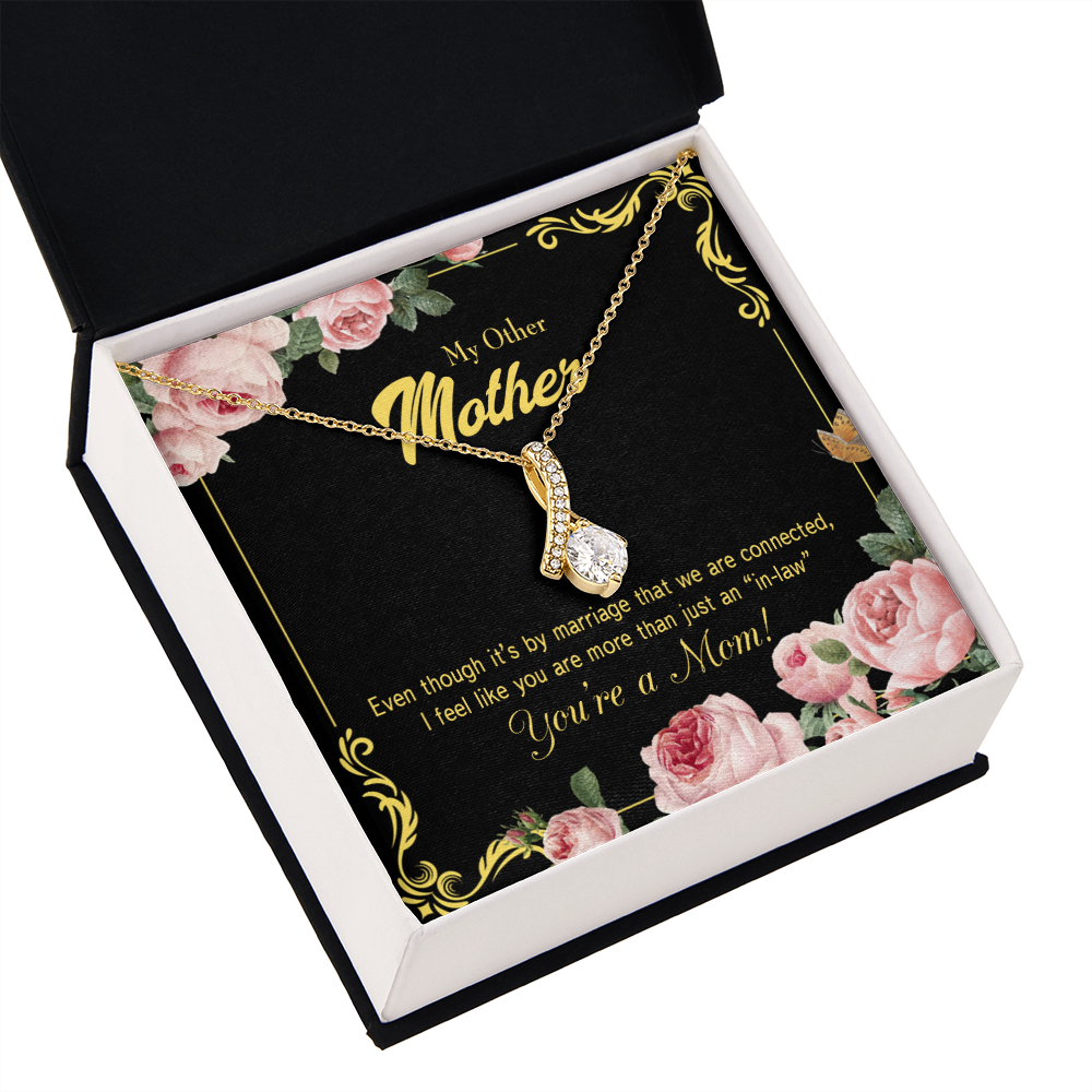 To My Mother-in-Law We Are Connected Alluring Ribbon Necklace Message Card-Express Your Love Gifts