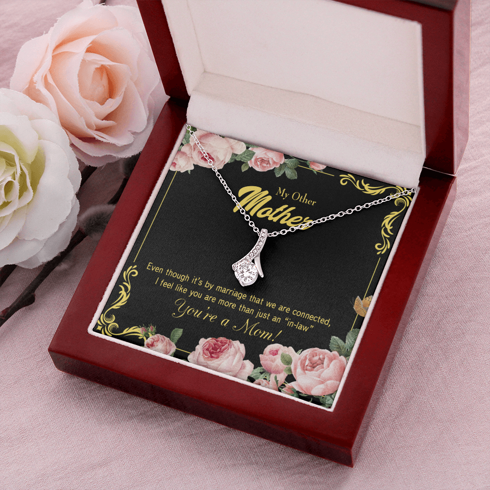 To My Mother-in-Law We Are Connected Alluring Ribbon Necklace Message Card-Express Your Love Gifts