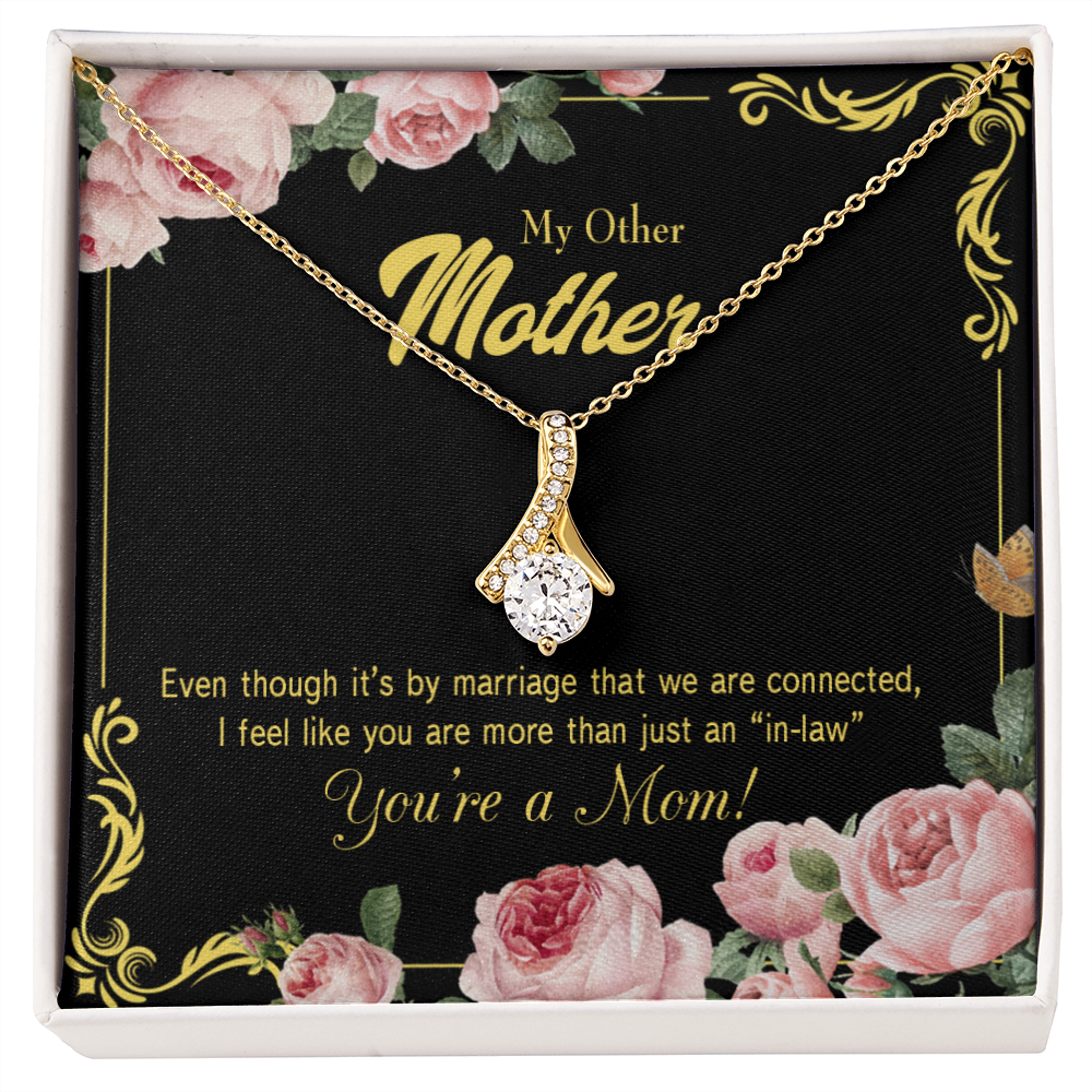 To My Mother-in-Law We Are Connected Alluring Ribbon Necklace Message Card-Express Your Love Gifts