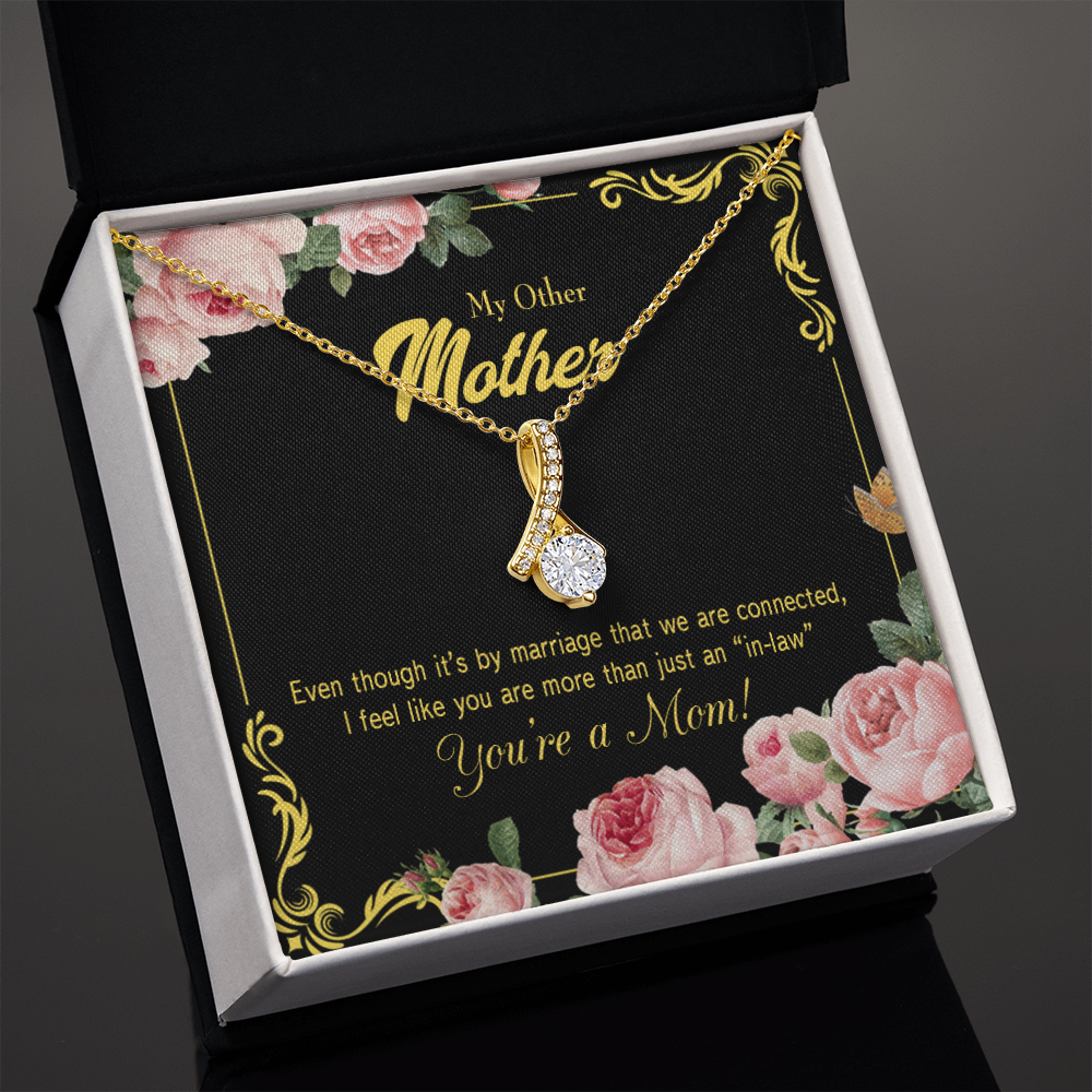 To My Mother-in-Law We Are Connected Alluring Ribbon Necklace Message Card-Express Your Love Gifts