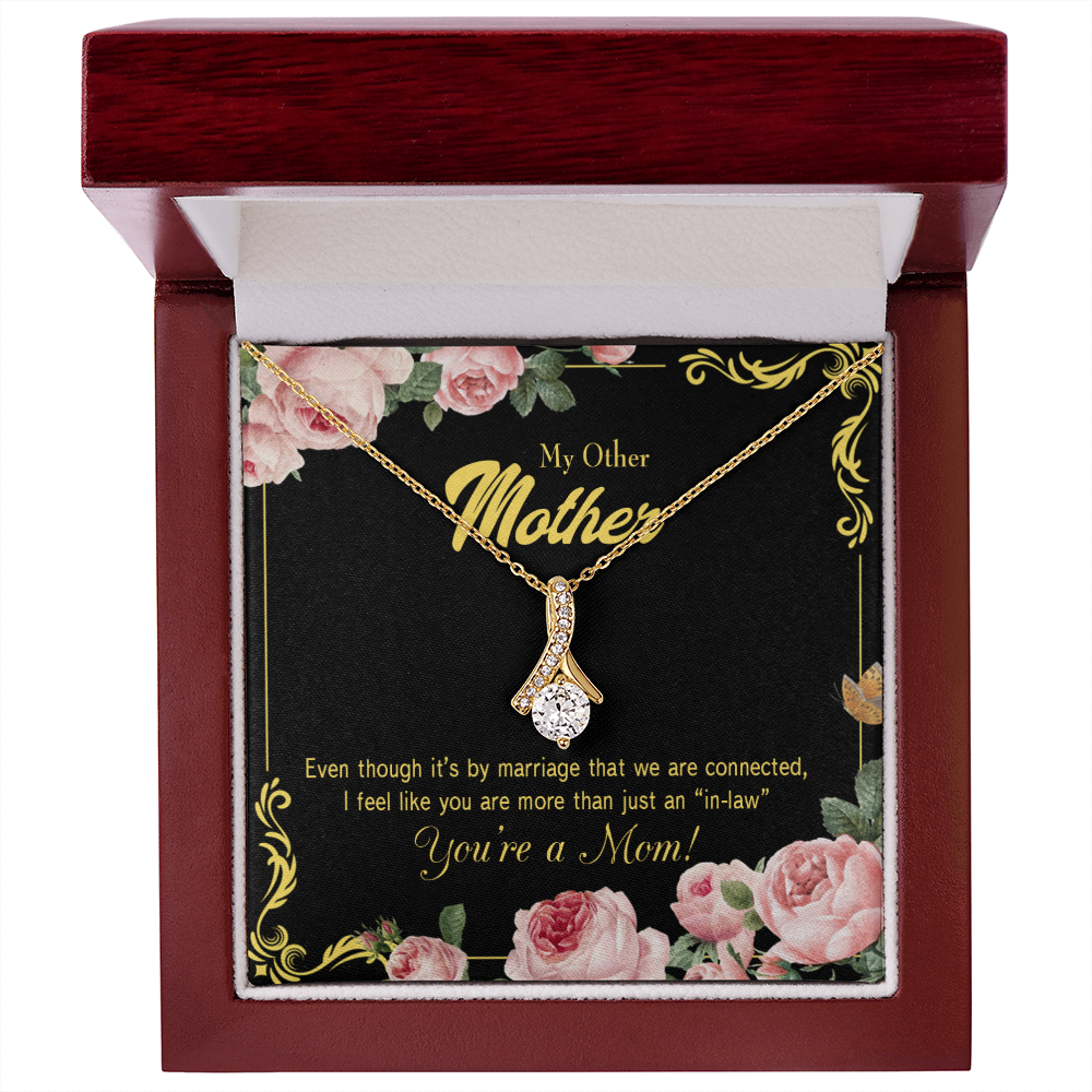 To My Mother-in-Law We Are Connected Alluring Ribbon Necklace Message Card-Express Your Love Gifts