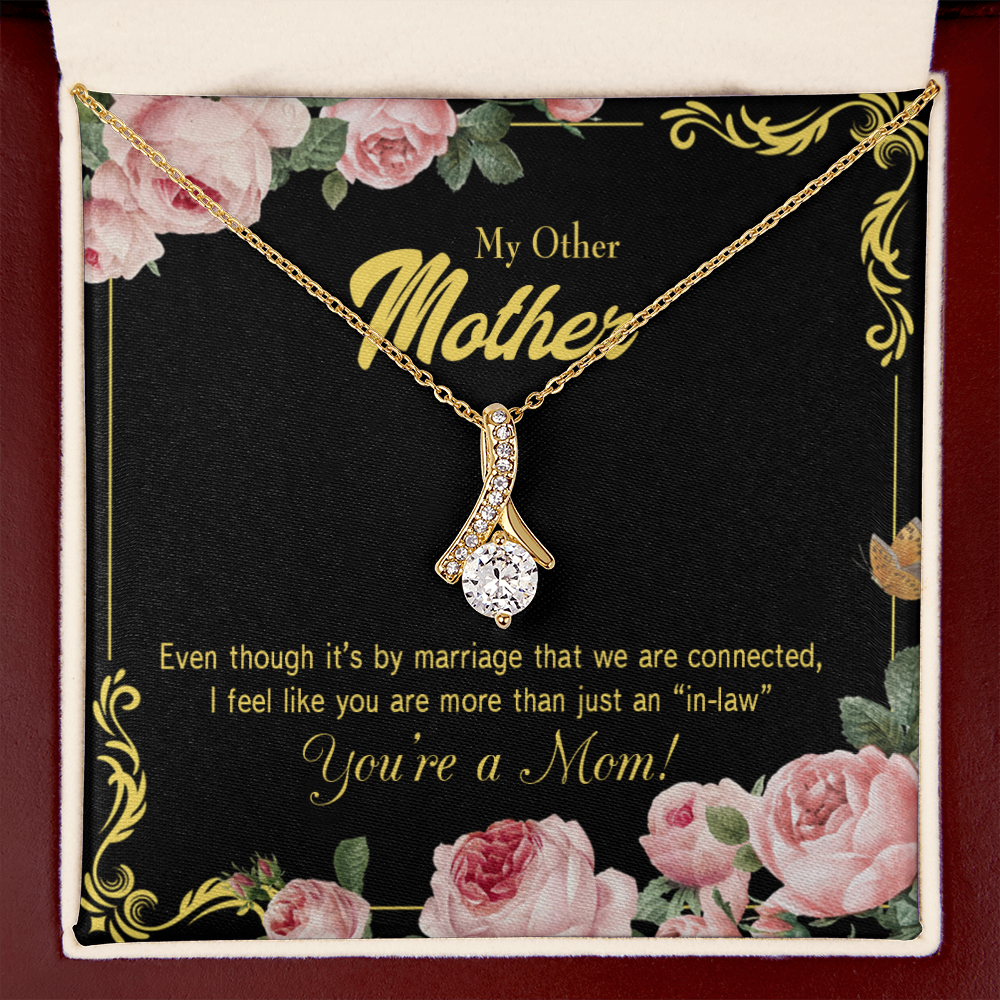 To My Mother-in-Law We Are Connected Alluring Ribbon Necklace Message Card-Express Your Love Gifts