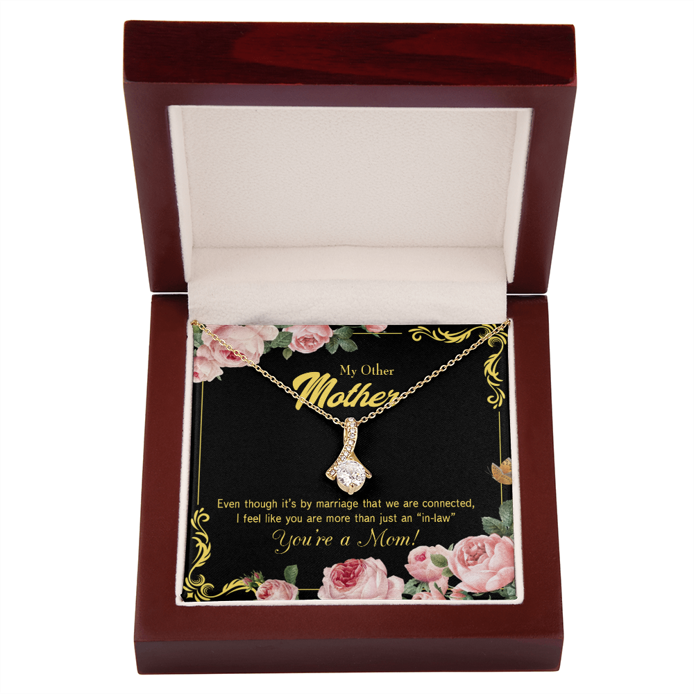 To My Mother-in-Law We Are Connected Alluring Ribbon Necklace Message Card-Express Your Love Gifts