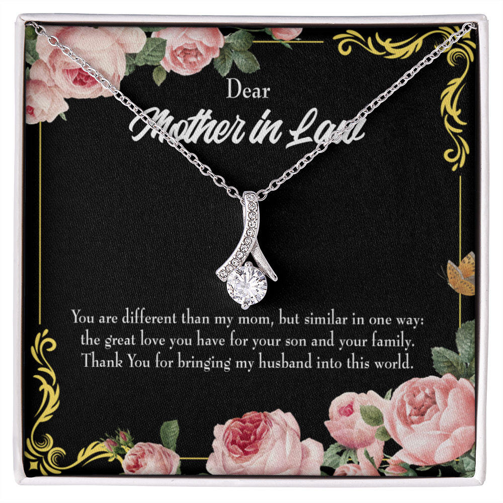 To My Mother-in-Law You are Different Alluring Ribbon Necklace Message Card-Express Your Love Gifts