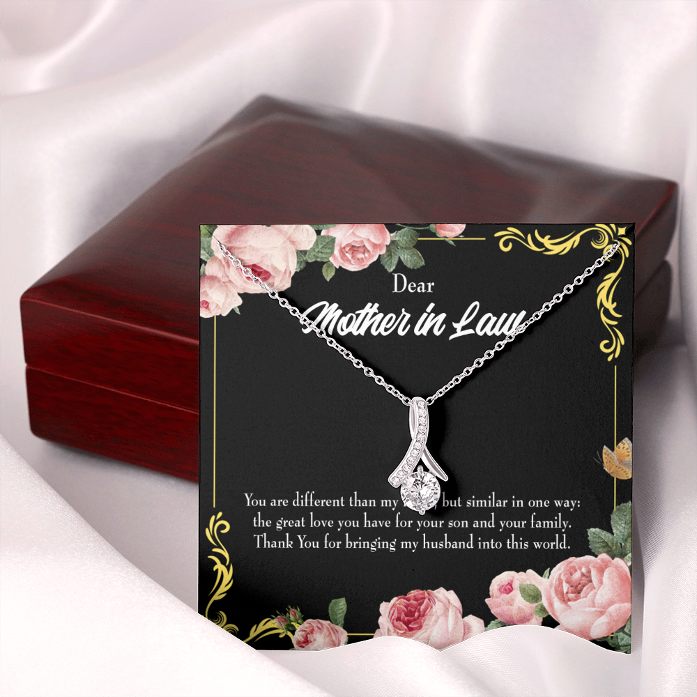 To My Mother-in-Law You are Different Alluring Ribbon Necklace Message Card-Express Your Love Gifts