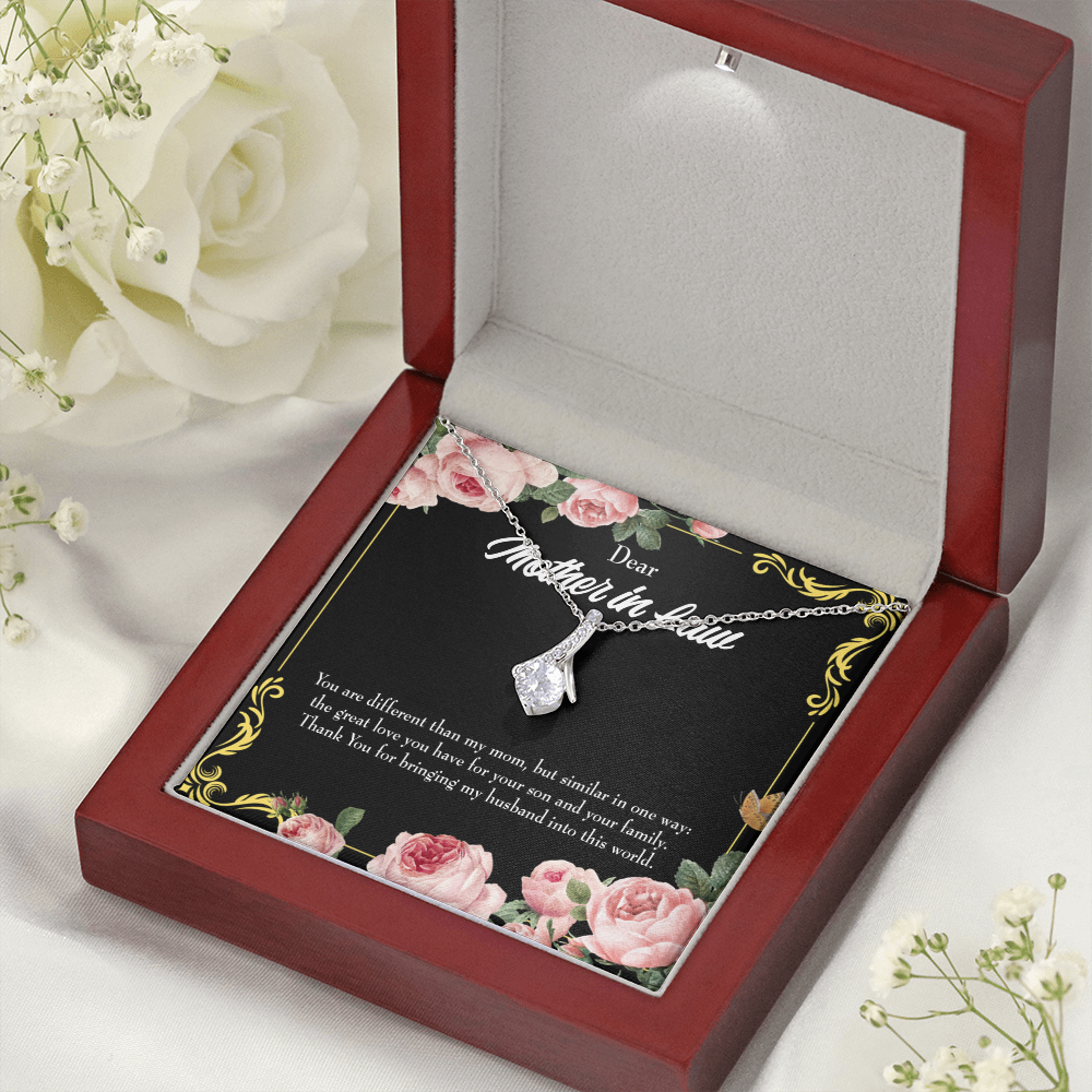 To My Mother-in-Law You are Different Alluring Ribbon Necklace Message Card-Express Your Love Gifts