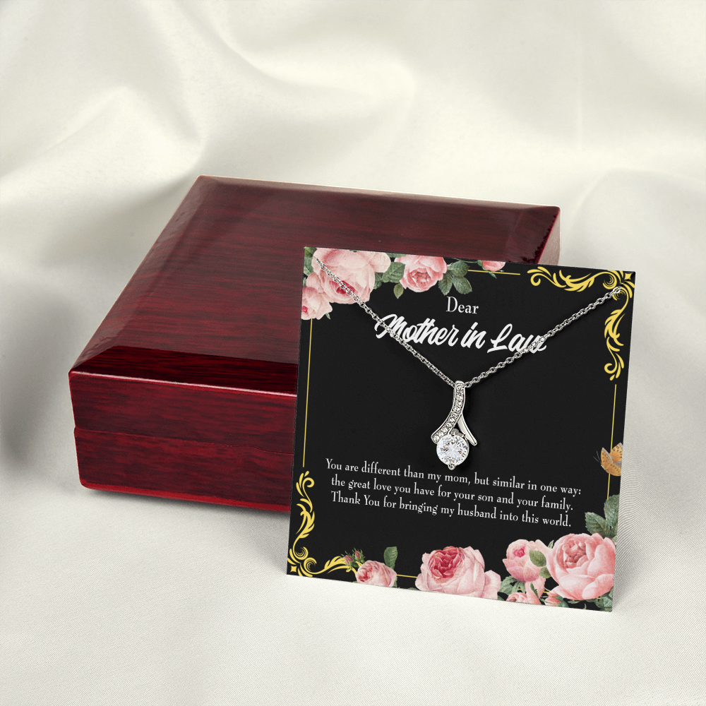 To My Mother-in-Law You are Different Alluring Ribbon Necklace Message Card-Express Your Love Gifts