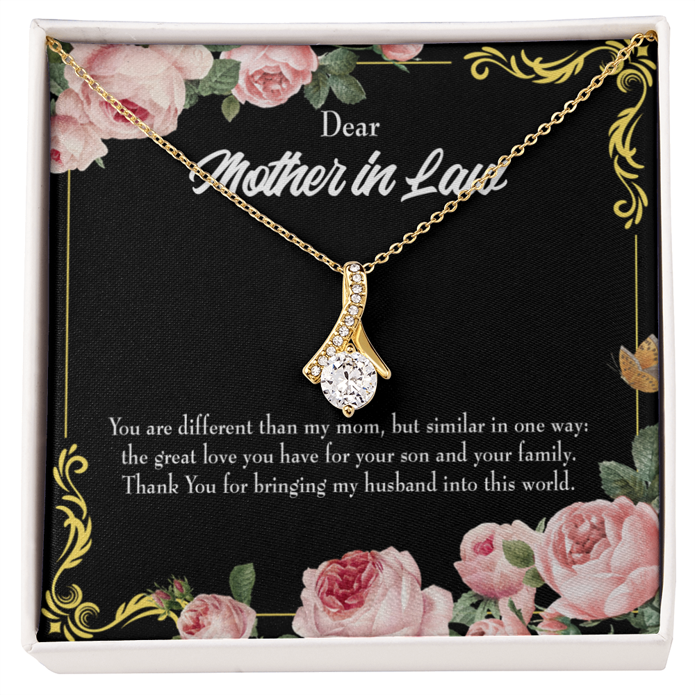 To My Mother-in-Law You are Different Alluring Ribbon Necklace Message Card-Express Your Love Gifts