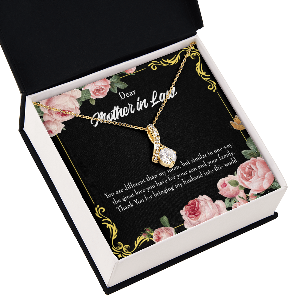 To My Mother-in-Law You are Different Alluring Ribbon Necklace Message Card-Express Your Love Gifts