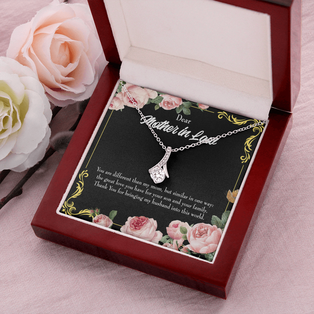 To My Mother-in-Law You are Different Alluring Ribbon Necklace Message Card-Express Your Love Gifts