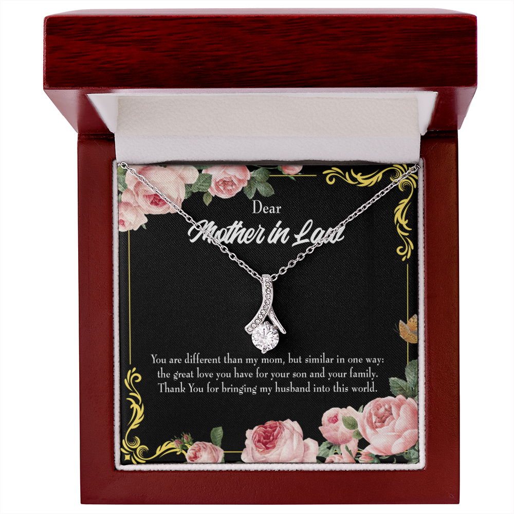 To My Mother-in-Law You are Different Alluring Ribbon Necklace Message Card-Express Your Love Gifts