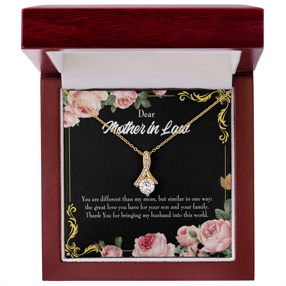 To My Mother-in-Law You are Different Alluring Ribbon Necklace Message Card-Express Your Love Gifts