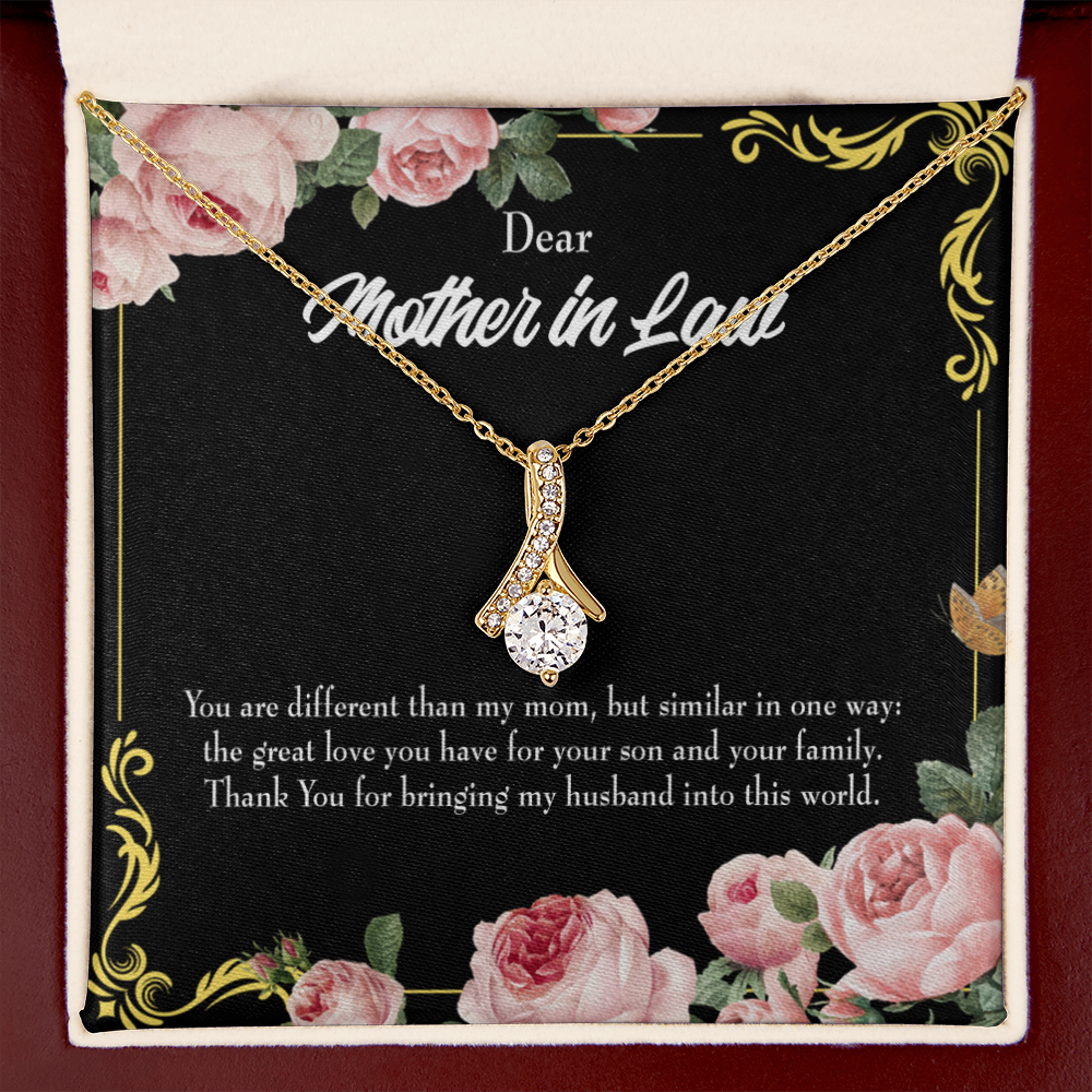 To My Mother-in-Law You are Different Alluring Ribbon Necklace Message Card-Express Your Love Gifts