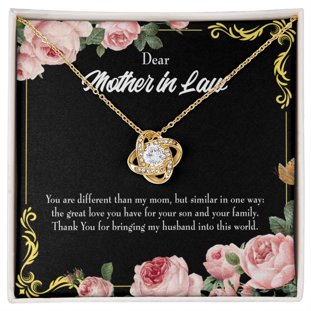 To My Mother-in-Law You are Different Infinity Knot Necklace Message Card-Express Your Love Gifts