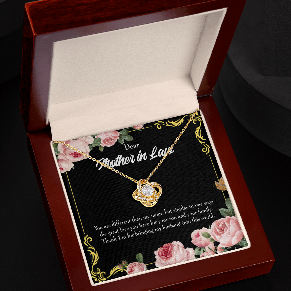 To My Mother-in-Law You are Different Infinity Knot Necklace Message Card-Express Your Love Gifts