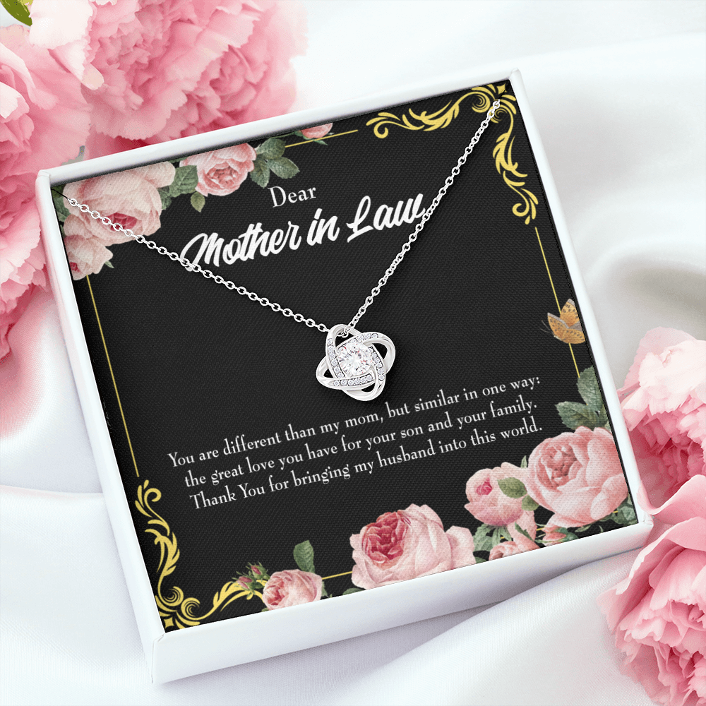 To My Mother-in-Law You are Different Infinity Knot Necklace Message Card-Express Your Love Gifts