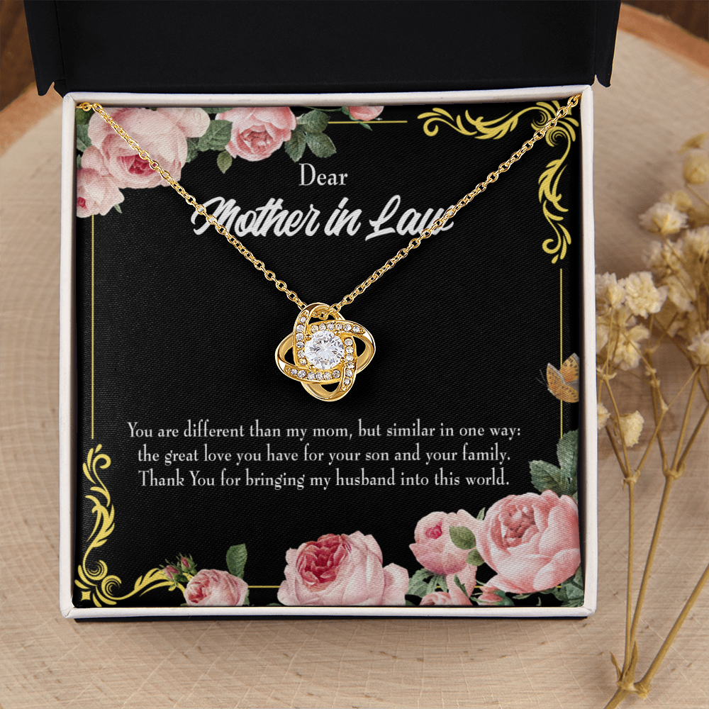 To My Mother-in-Law You are Different Infinity Knot Necklace Message Card-Express Your Love Gifts