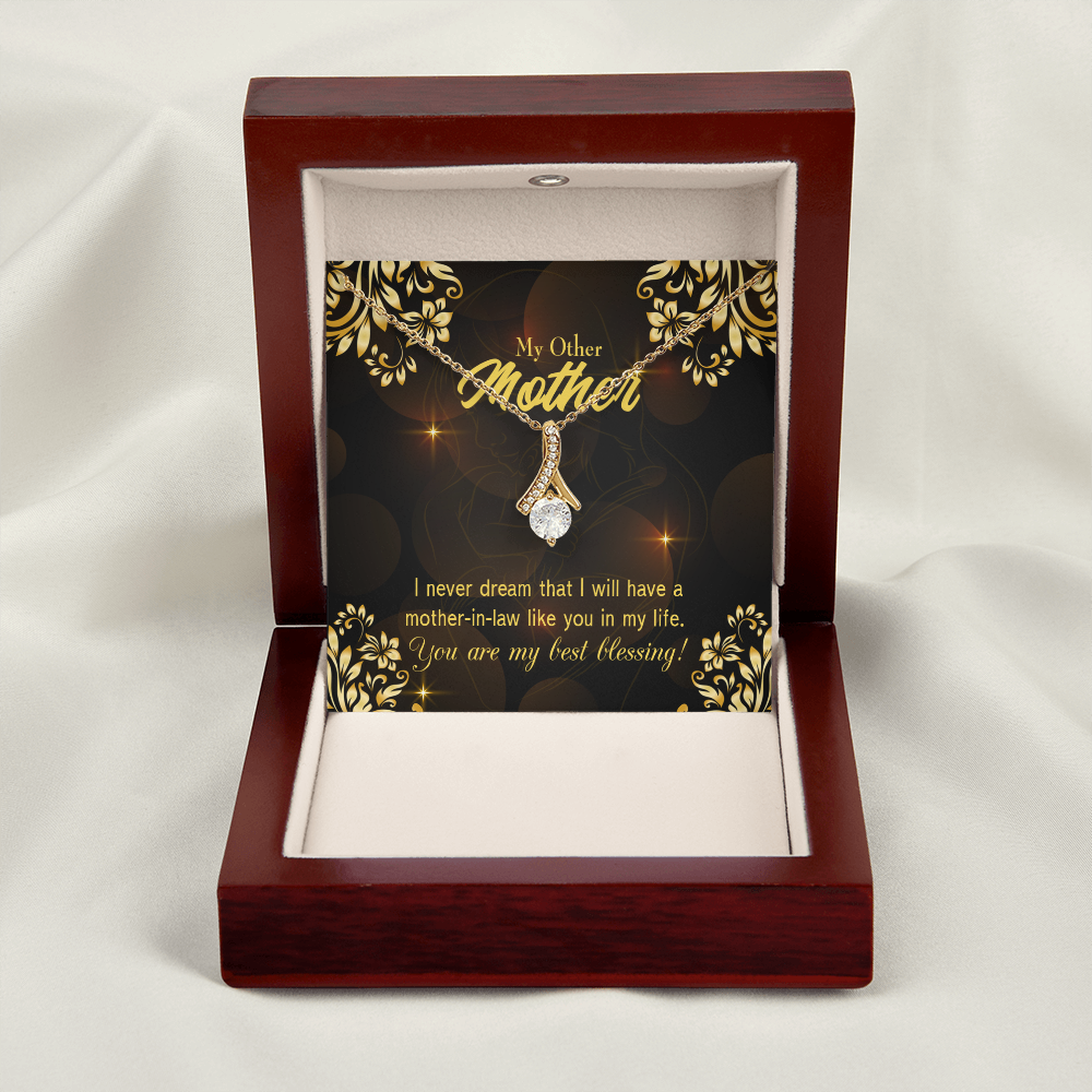 To My Mother-in-Law You're My Blessing Alluring Ribbon Necklace Message Card-Express Your Love Gifts