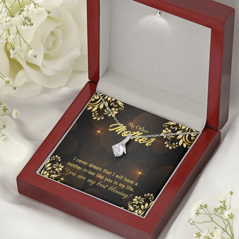 To My Mother-in-Law You're My Blessing Alluring Ribbon Necklace Message Card-Express Your Love Gifts