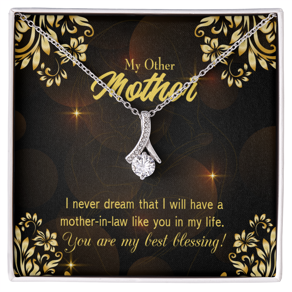 To My Mother-in-Law You're My Blessing Alluring Ribbon Necklace Message Card-Express Your Love Gifts