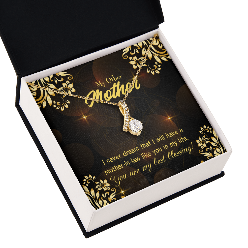 To My Mother-in-Law You're My Blessing Alluring Ribbon Necklace Message Card-Express Your Love Gifts