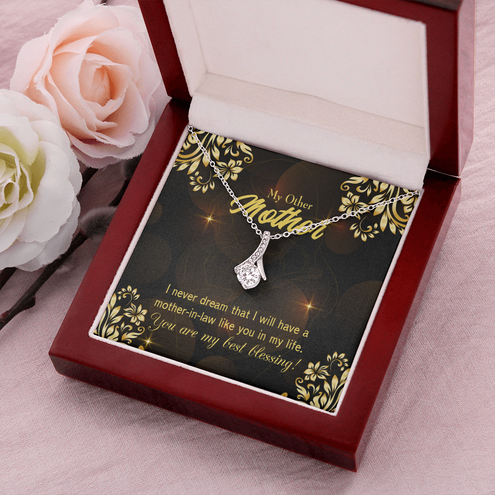 To My Mother-in-Law You're My Blessing Alluring Ribbon Necklace Message Card-Express Your Love Gifts