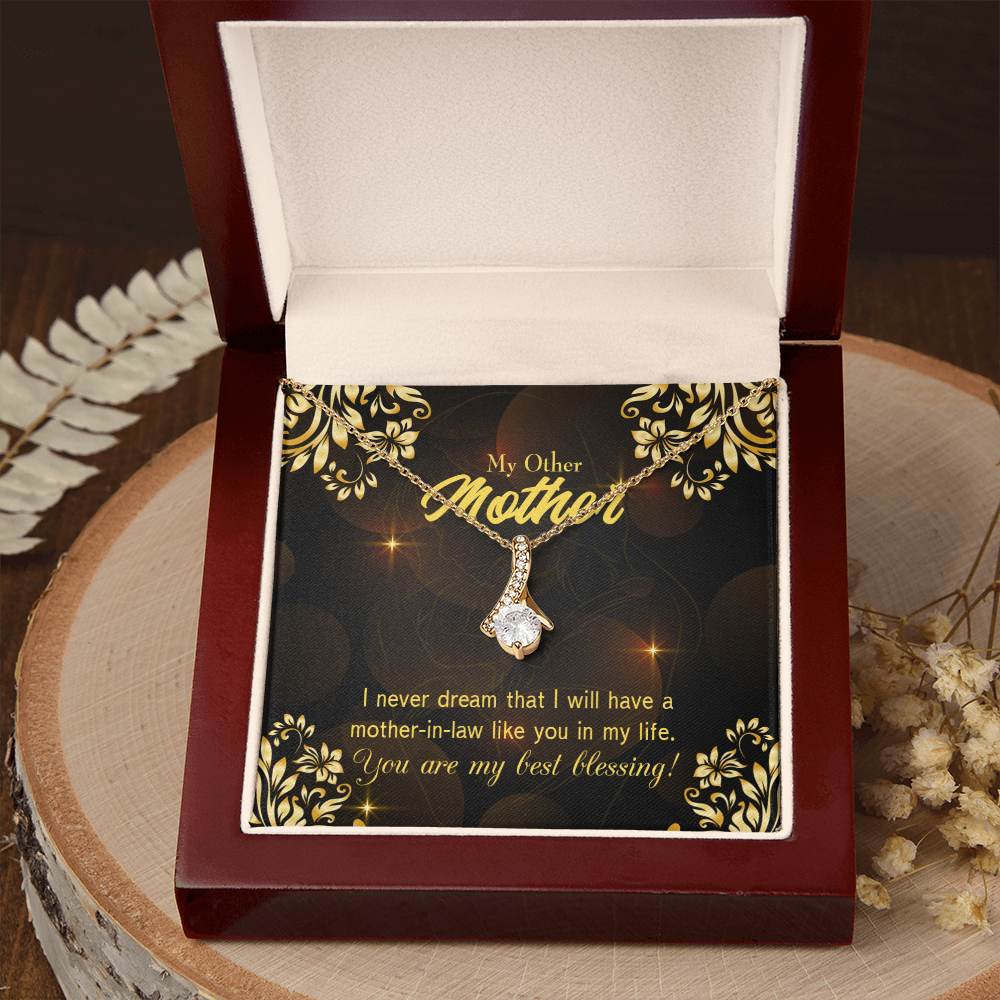 To My Mother-in-Law You're My Blessing Alluring Ribbon Necklace Message Card-Express Your Love Gifts