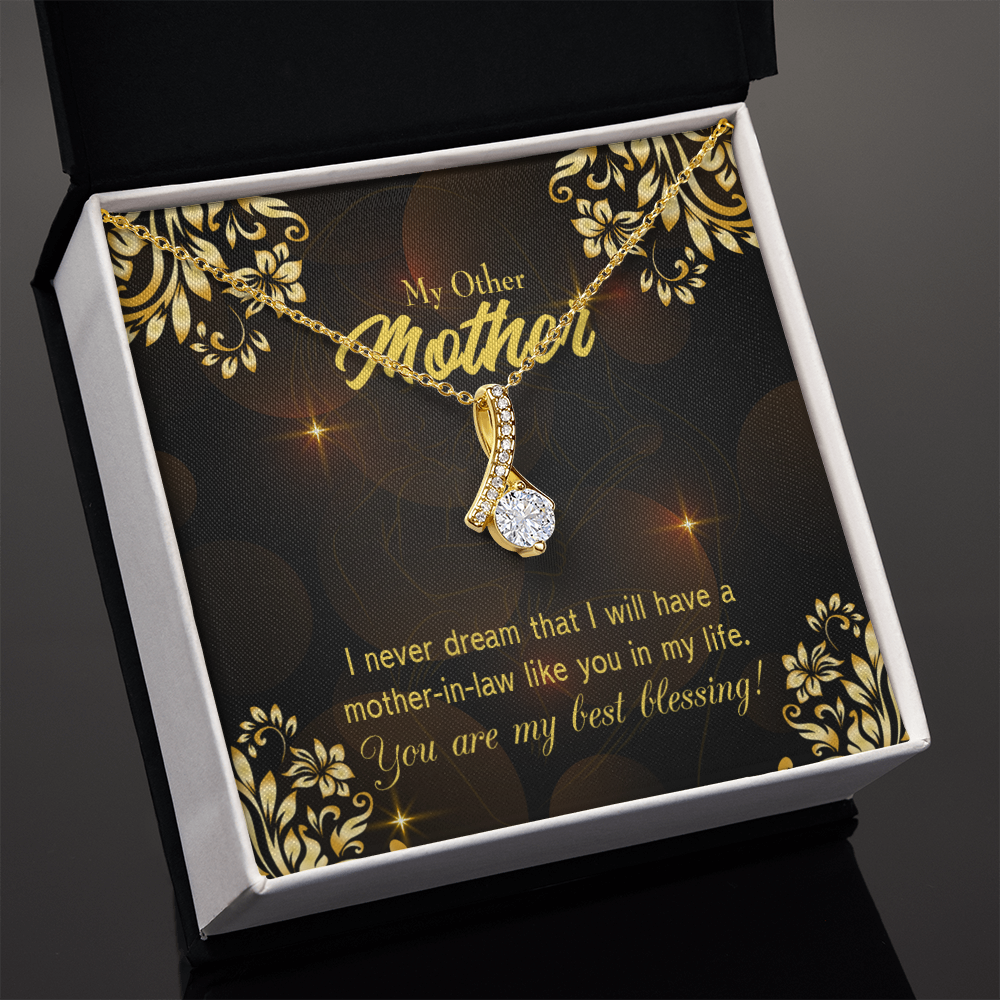 To My Mother-in-Law You're My Blessing Alluring Ribbon Necklace Message Card-Express Your Love Gifts