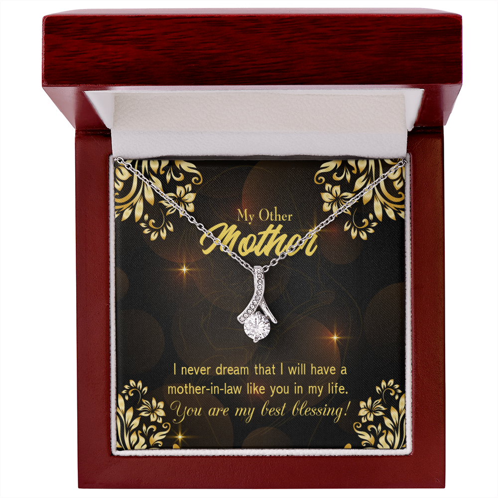 To My Mother-in-Law You're My Blessing Alluring Ribbon Necklace Message Card-Express Your Love Gifts