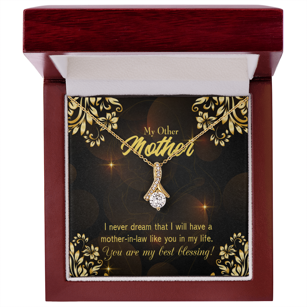 To My Mother-in-Law You're My Blessing Alluring Ribbon Necklace Message Card-Express Your Love Gifts