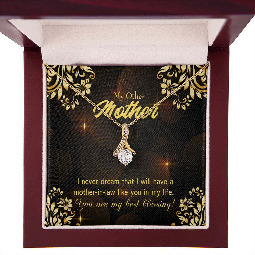 To My Mother-in-Law You're My Blessing Alluring Ribbon Necklace Message Card-Express Your Love Gifts