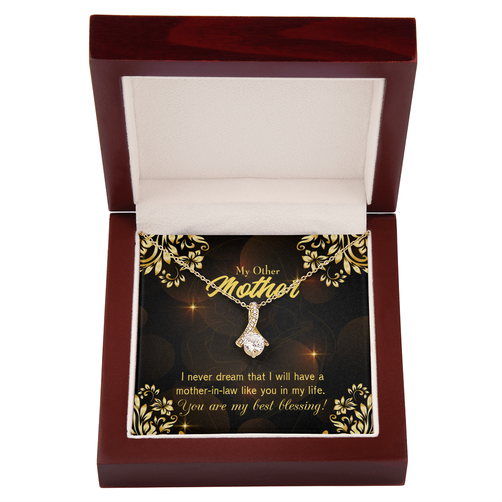 To My Mother-in-Law You're My Blessing Alluring Ribbon Necklace Message Card-Express Your Love Gifts