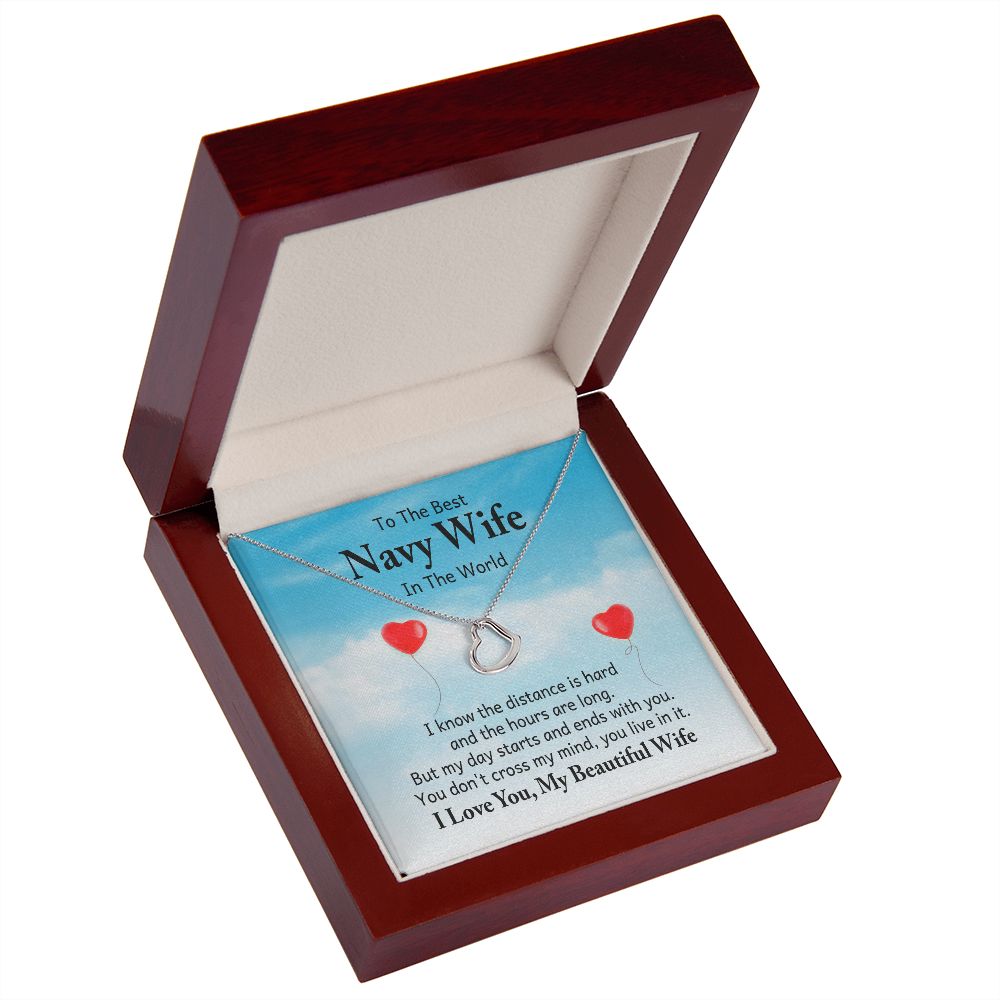 To My Navy Wife I Know the Distance is Hard Delicate Heart Necklace-Express Your Love Gifts