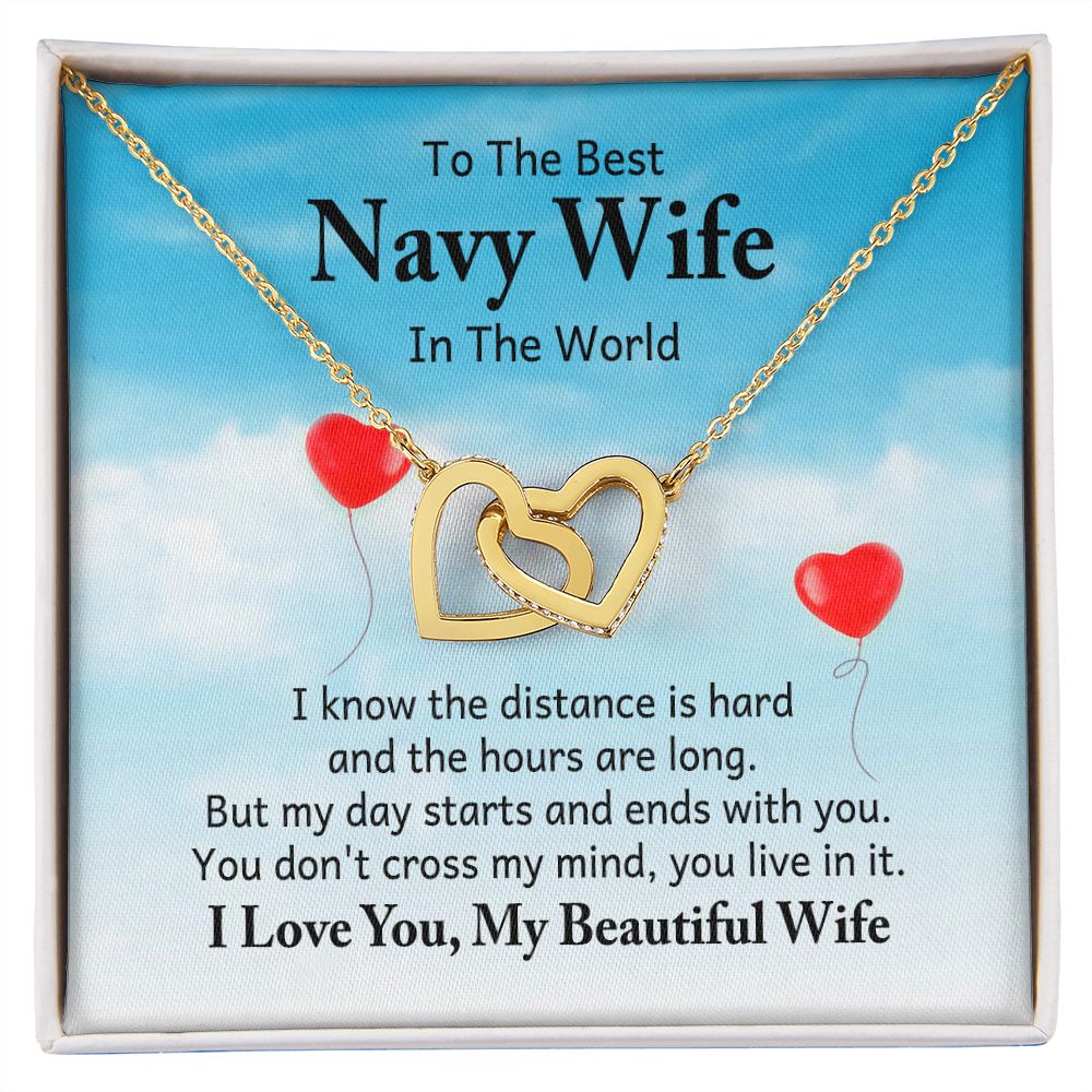 To My Navy Wife I Know the Distance is Hard Inseparable Necklace-Express Your Love Gifts