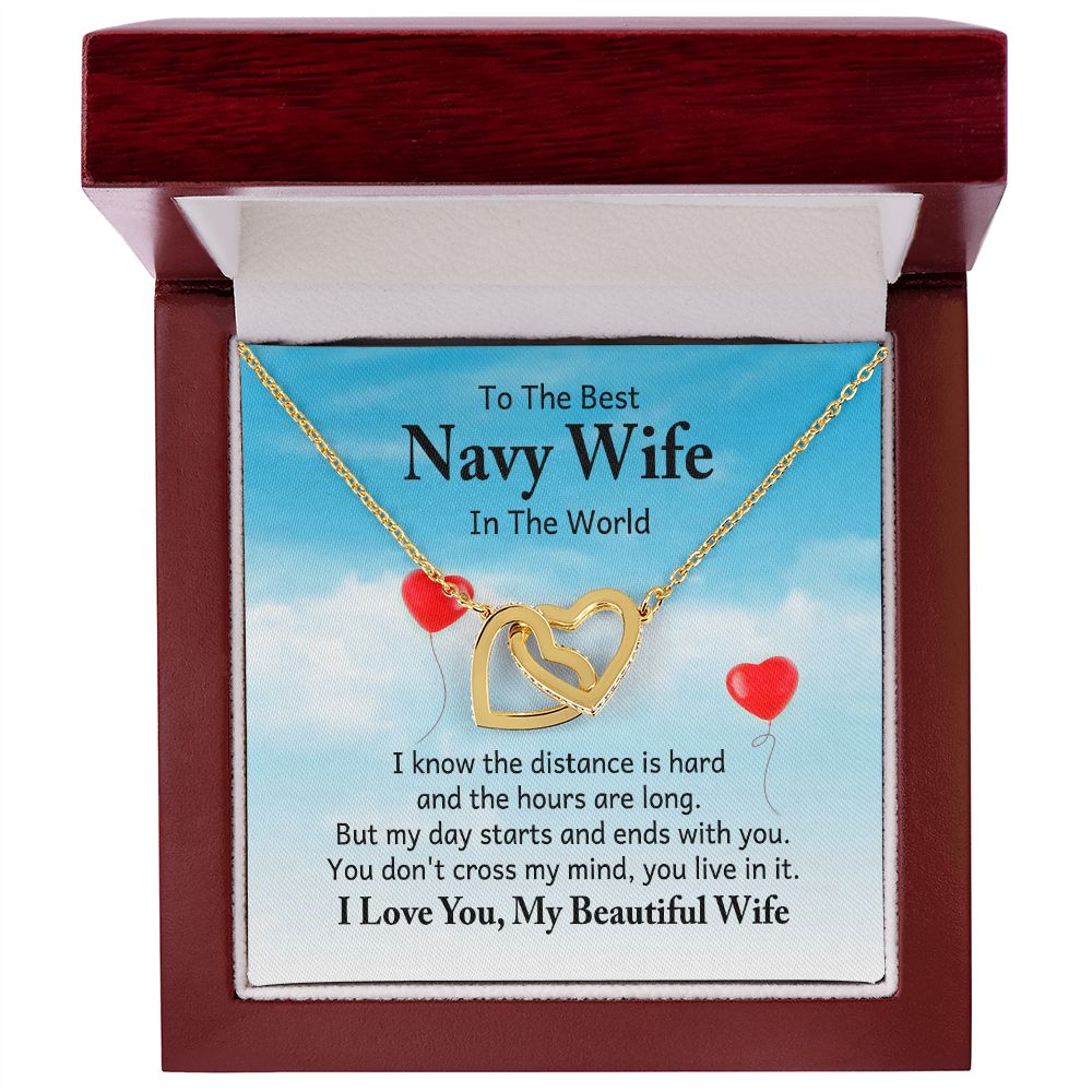 To My Navy Wife I Know the Distance is Hard Inseparable Necklace-Express Your Love Gifts
