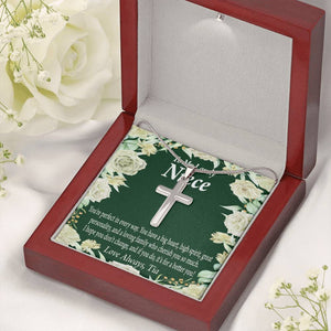 To My Niece You'Re Perfect In Every Way Message Cross Card Necklace w Stainless Steel Pendant-Express Your Love Gifts