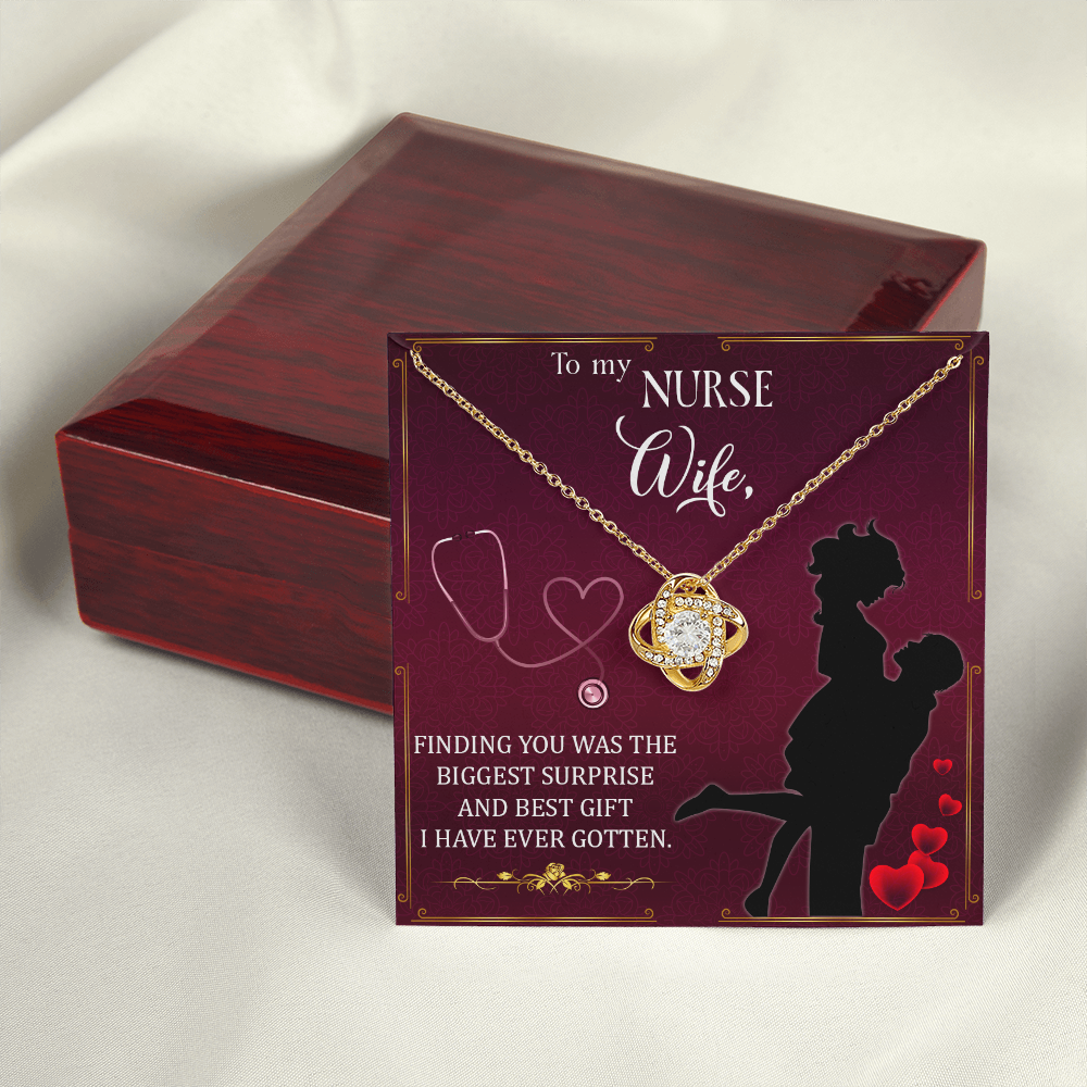 To My Nurse Wife Finding You Healthcare Medical Worker Nurse Appreciation Gift Infinity Knot Necklace Message Card-Express Your Love Gifts