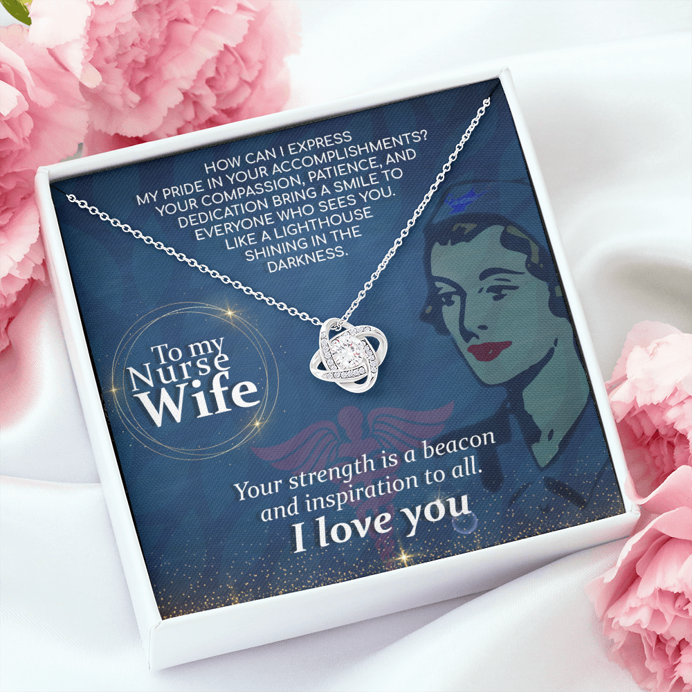 To My Nurse Wife How Can I Healthcare Medical Worker Nurse Appreciation Gift Infinity Knot Necklace Message Card-Express Your Love Gifts