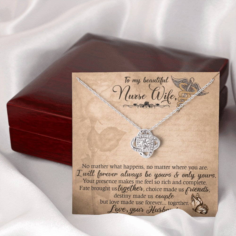 To My Nurse Wife In This Difficult Time Healthcare Medical Worker Nurse Appreciation Gift Infinity Knot Necklace Message Card-Express Your Love Gifts