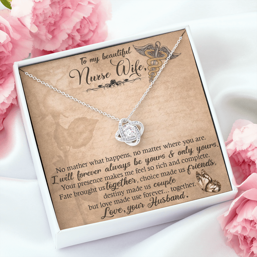 To My Nurse Wife In This Difficult Time Healthcare Medical Worker Nurse Appreciation Gift Infinity Knot Necklace Message Card-Express Your Love Gifts