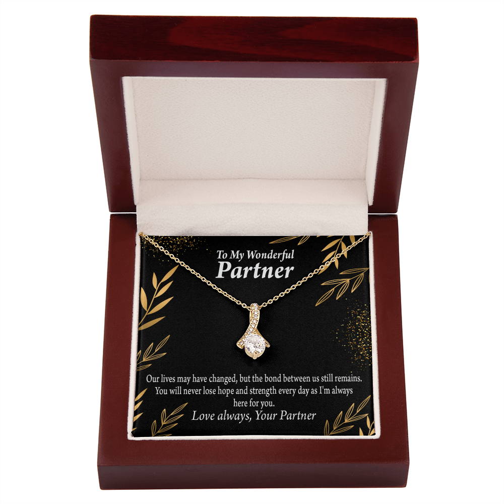 To My Partner Never Lose Hope Strength Alluring Ribbon Necklace Message  Card 