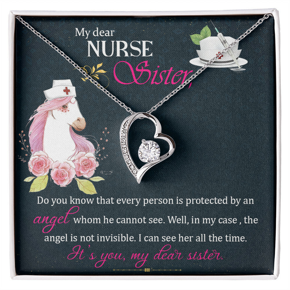 To My Sister Nurse Forever Necklace w Message Card-Express Your Love Gifts