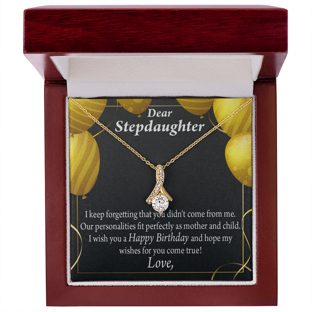 To My Stepdaughter Birthday Alluring Ribbon Necklace Message Card-Express Your Love Gifts