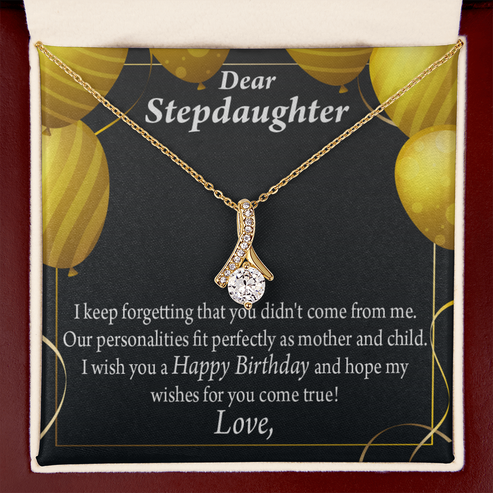 To My Stepdaughter Birthday Alluring Ribbon Necklace Message Card-Express Your Love Gifts