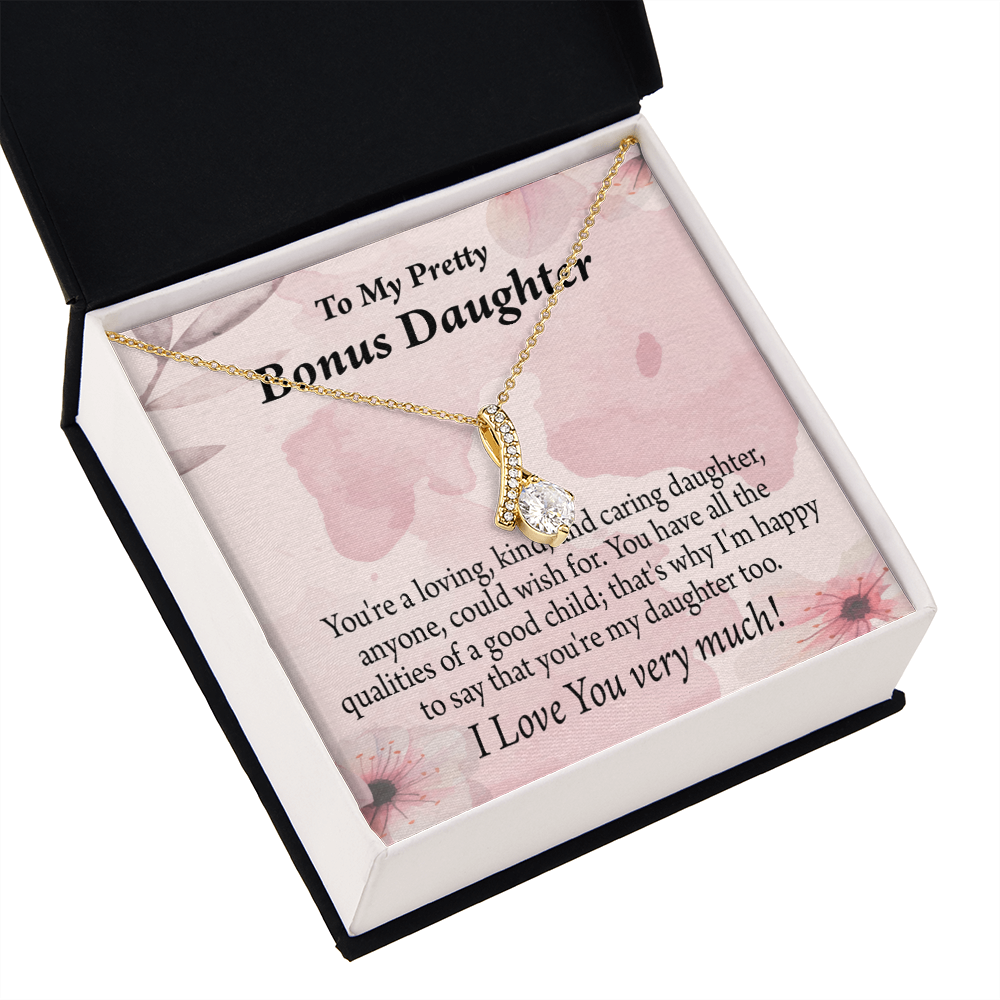 To My Stepdaughter Bonus Daughter All the Qualities Alluring Ribbon Necklace Message Card-Express Your Love Gifts