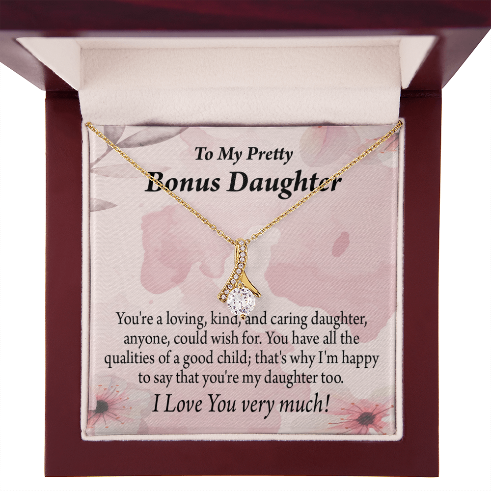 To My Stepdaughter Bonus Daughter All the Qualities Alluring Ribbon Necklace Message Card-Express Your Love Gifts