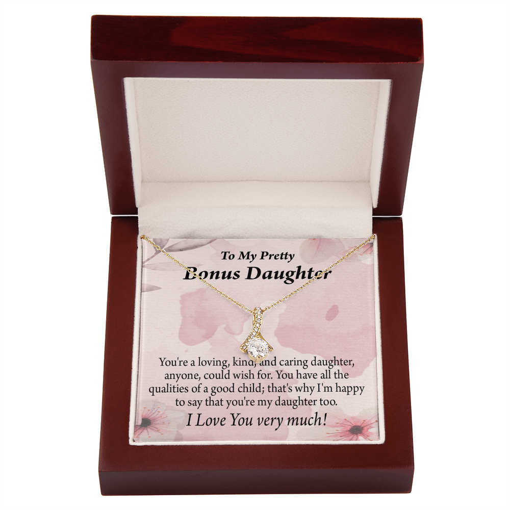 To My Stepdaughter Bonus Daughter All the Qualities Alluring Ribbon Necklace Message Card-Express Your Love Gifts