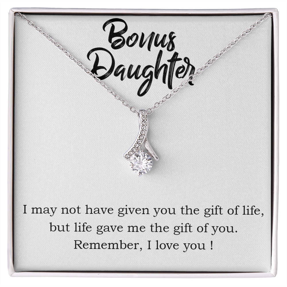 To My Stepdaughter Bonus Daughter Alluring Ribbon Necklace Message Card-Express Your Love Gifts