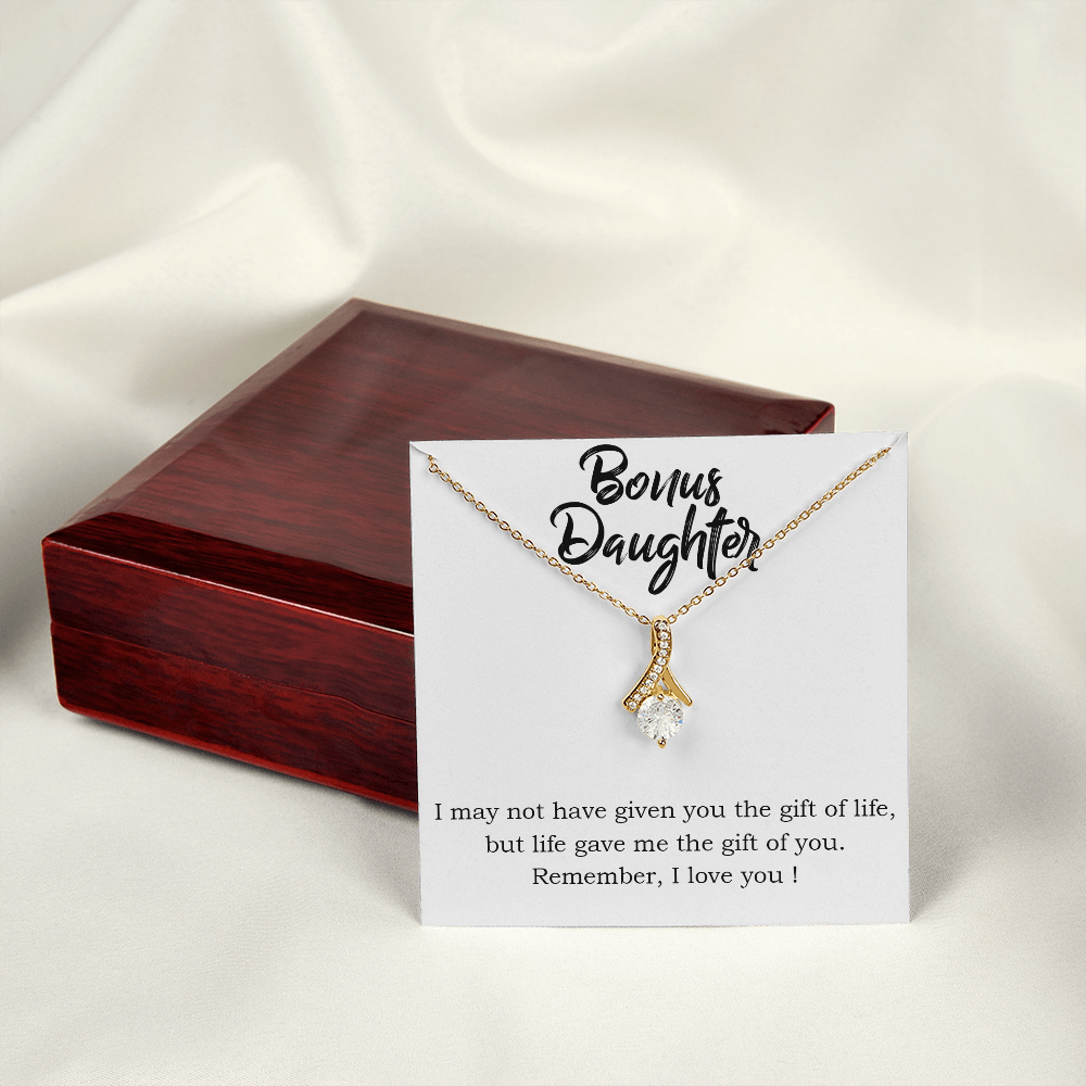 To My Stepdaughter Bonus Daughter Alluring Ribbon Necklace Message Card-Express Your Love Gifts